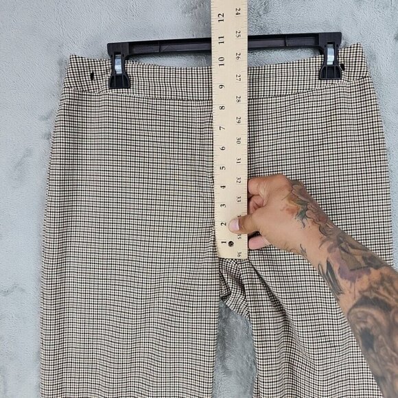 Vintage Ann Taylor Pants Womens Size 8 Brown Plaid Wide Leg Stretch Made In USA - Picture 3 of 7